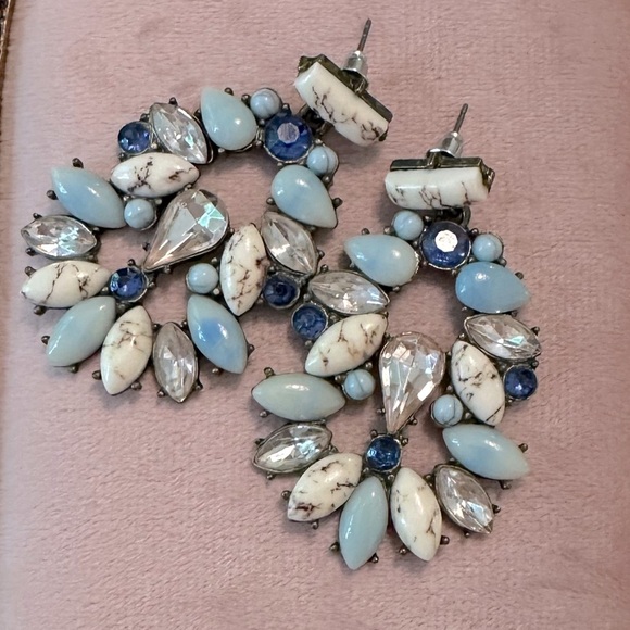 Boho Chic Set of 3 Statement Earrings Tortoise Shell Resin, Glass, Rhinestones - Picture 7 of 13